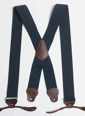 Wide Suspender / Button / Navy