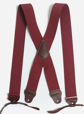 Wide Suspender / Button / Burgundy